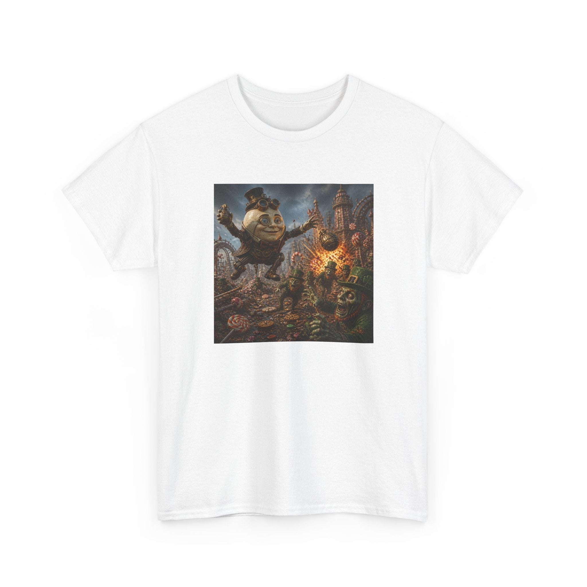 Fantasy Monster Battle Steampunk Humpty T-Shirt — Epic RPG Creature Art Tee