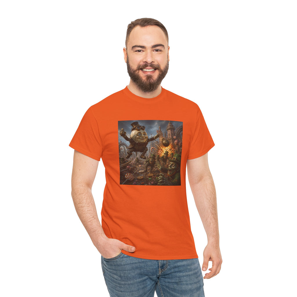 Fantasy Monster Battle Steampunk Humpty T-Shirt — Epic RPG Creature Art Tee