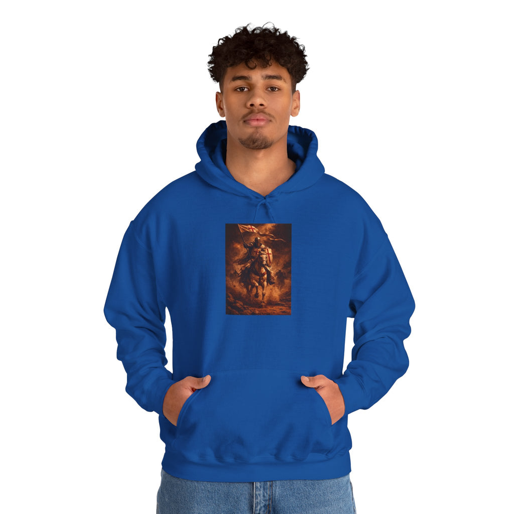Mythic Rider Hoodie — Fiery Horseman  Templar Religious Graphic Sweatshirt
