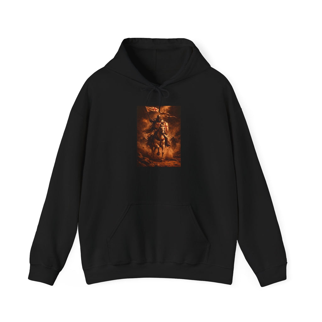 Mythic Rider Hoodie — Fiery Horseman  Templar Religious Graphic Sweatshirt