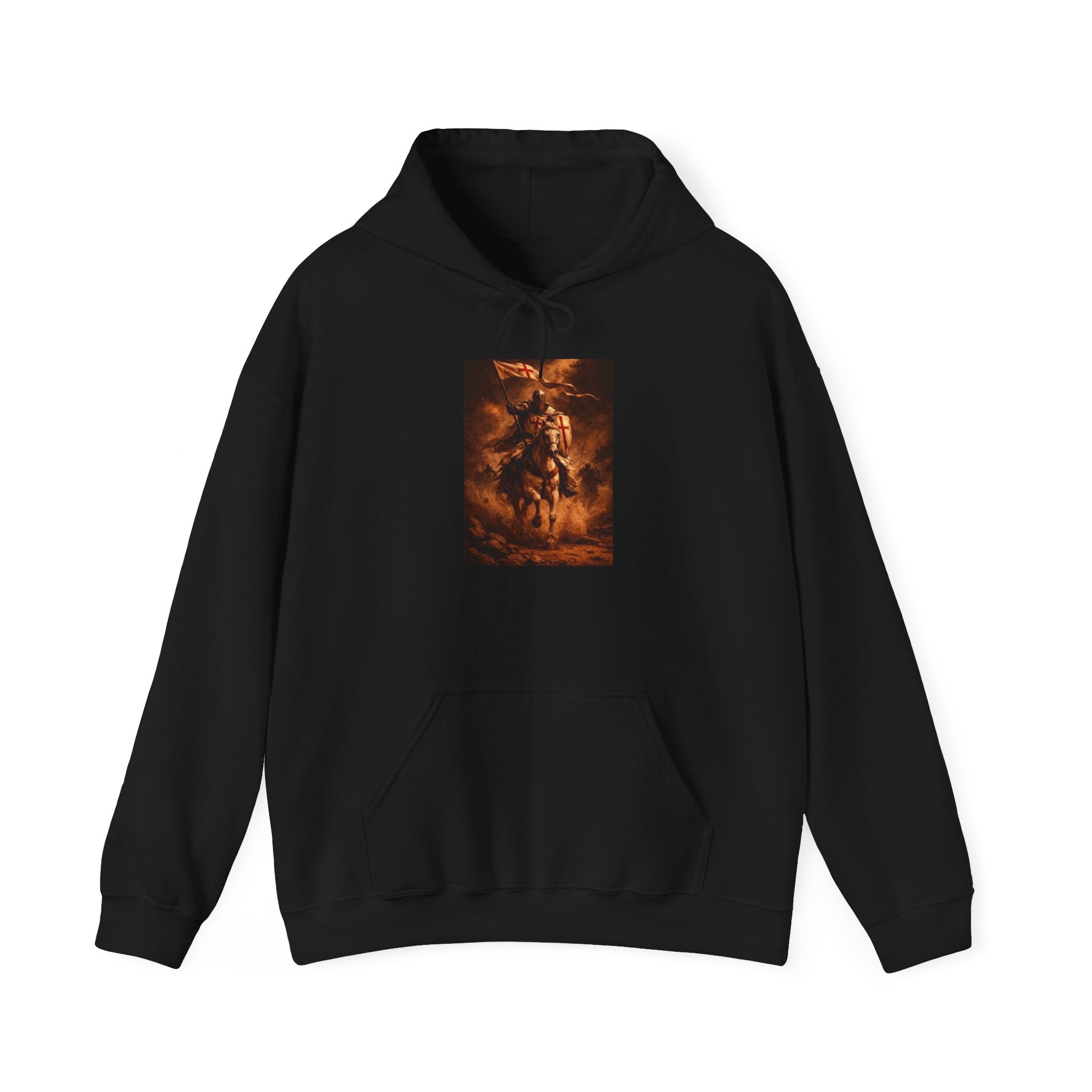Mythic Rider Hoodie — Fiery Horseman  Templar Religious Graphic Sweatshirt