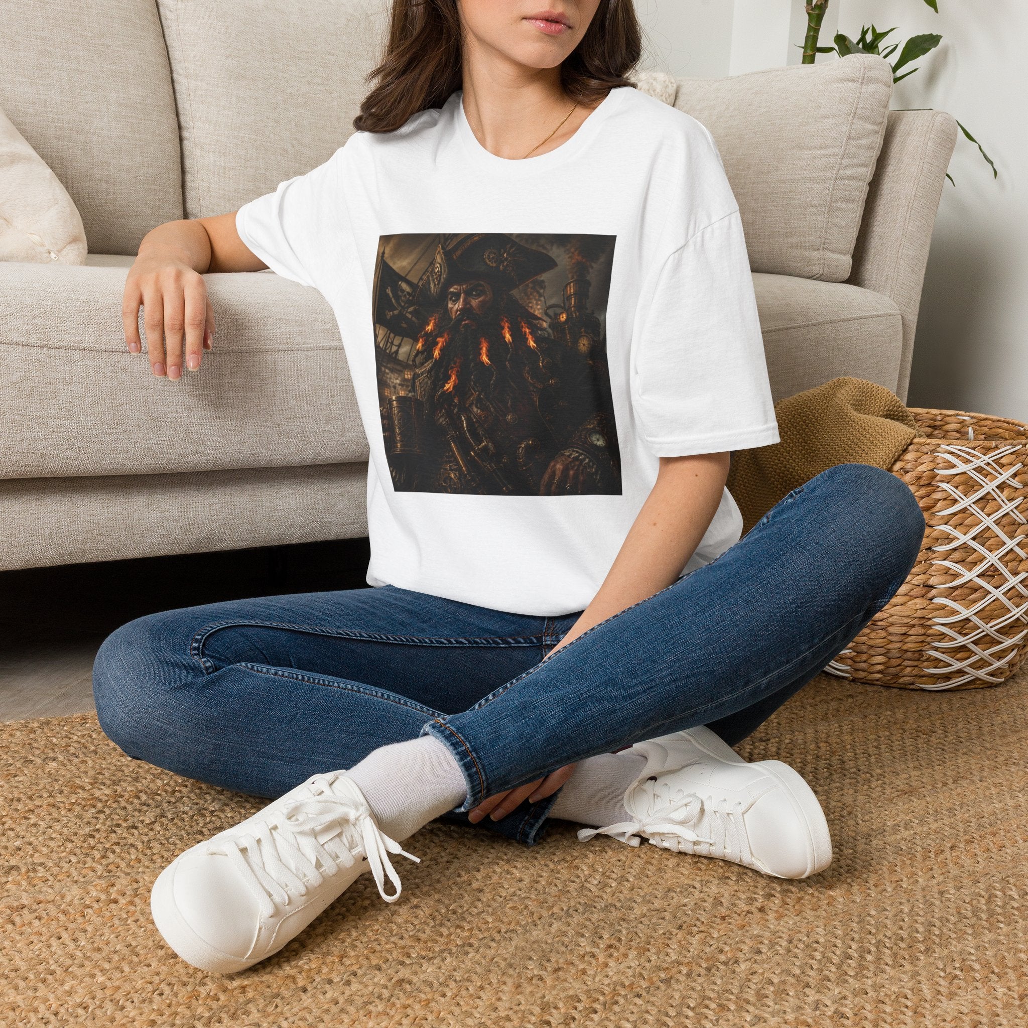 Steampunk Pirate Captain Graphic Tee — Blackbeard-Inspired Nautical Vintage T-Shirt