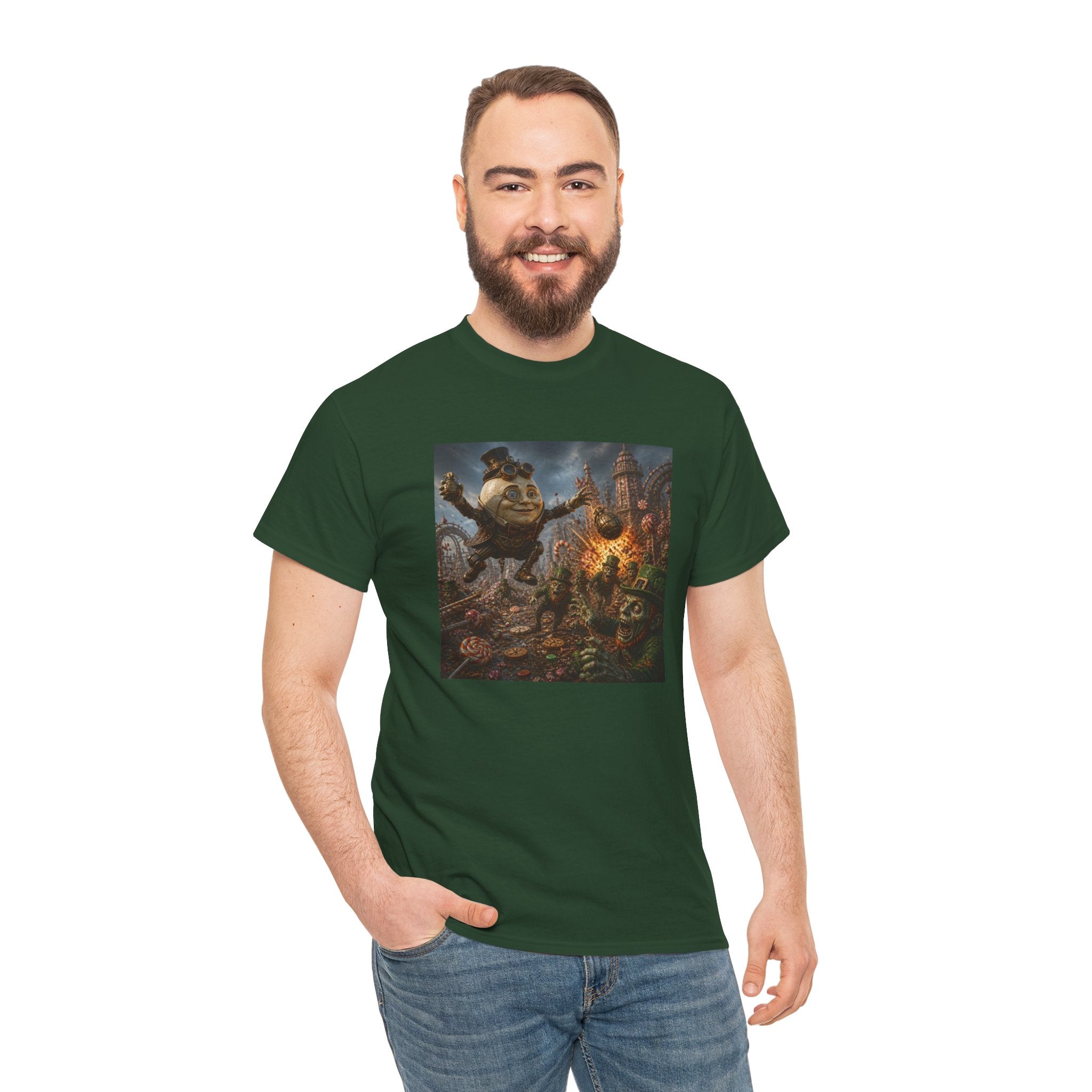 Fantasy Monster Battle Steampunk Humpty T-Shirt — Epic RPG Creature Art Tee