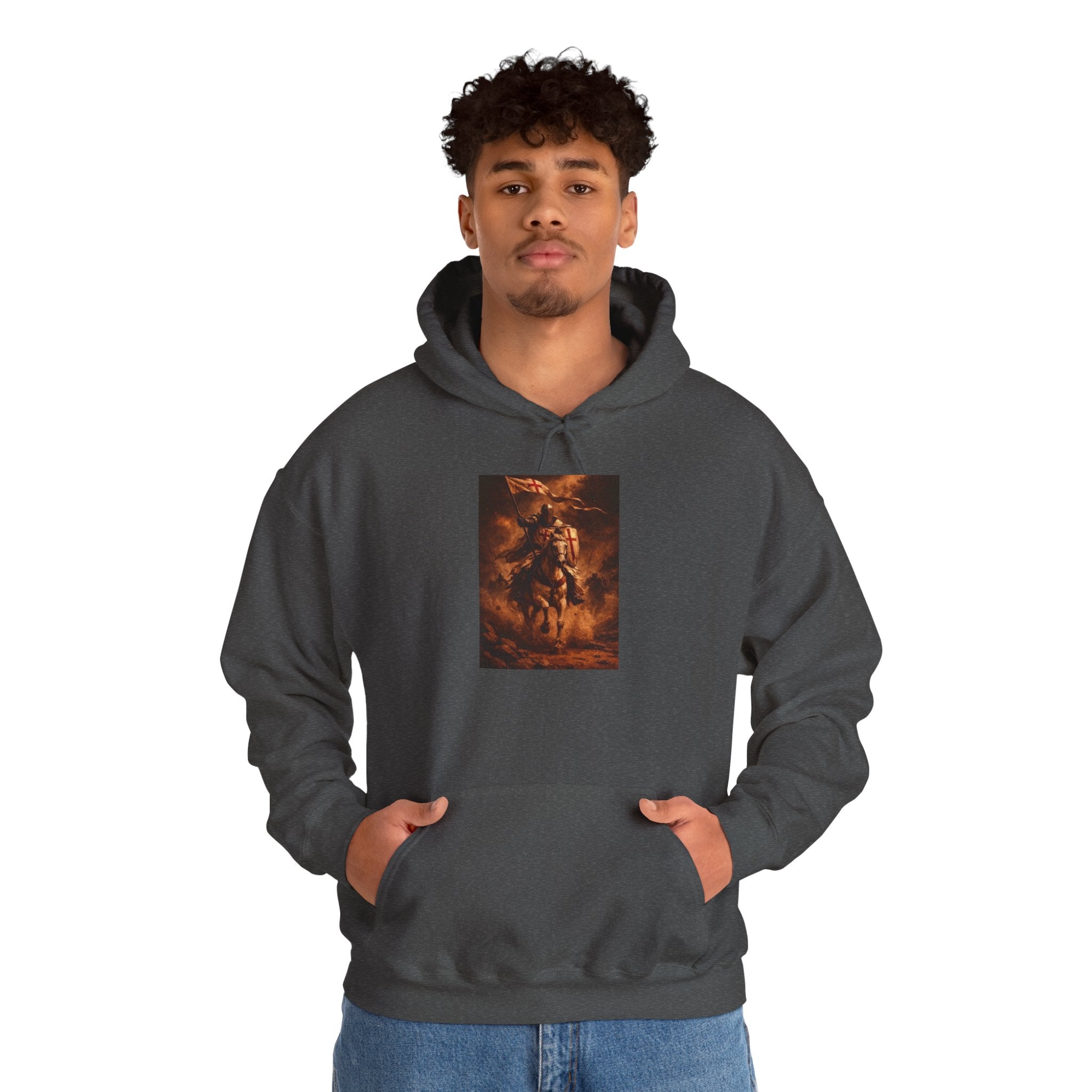 Mythic Rider Hoodie — Fiery Horseman  Templar Religious Graphic Sweatshirt