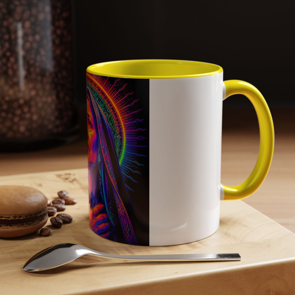 Neon Madonna Accent Coffee Mug - Vibrant Religious Art 11/15oz