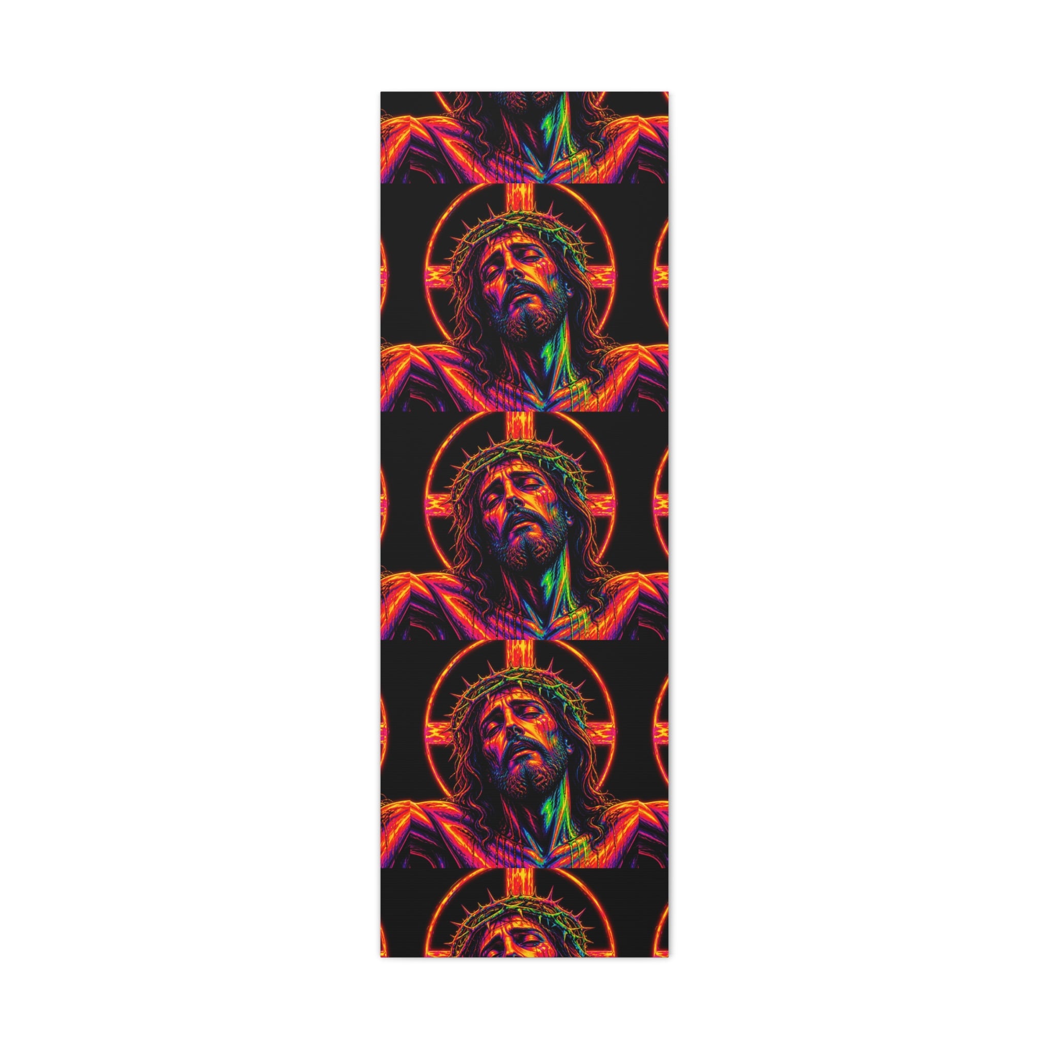 Neon Christ Crucifix Canvas Print — Vibrant Religious Wall Art