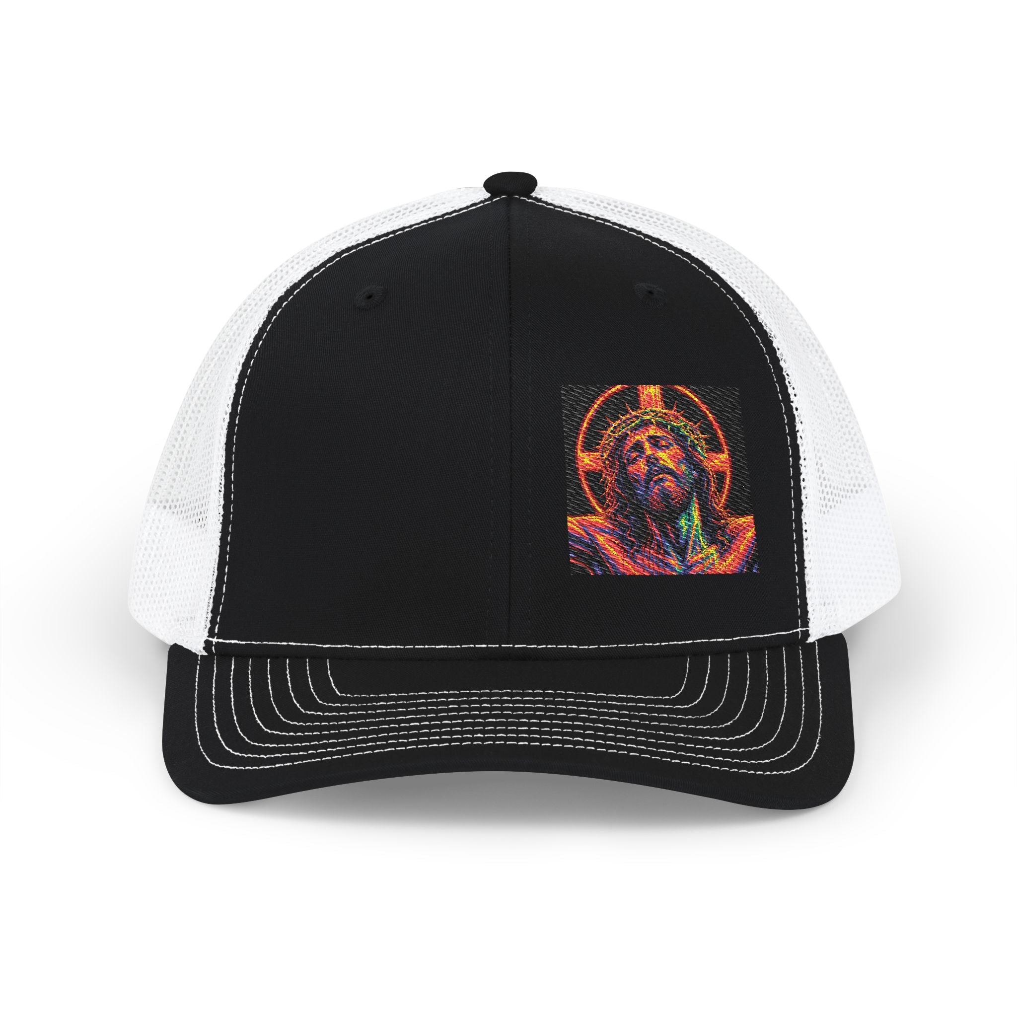 Trucker Cap — Vibrant Neon Jesus Patch Snapback