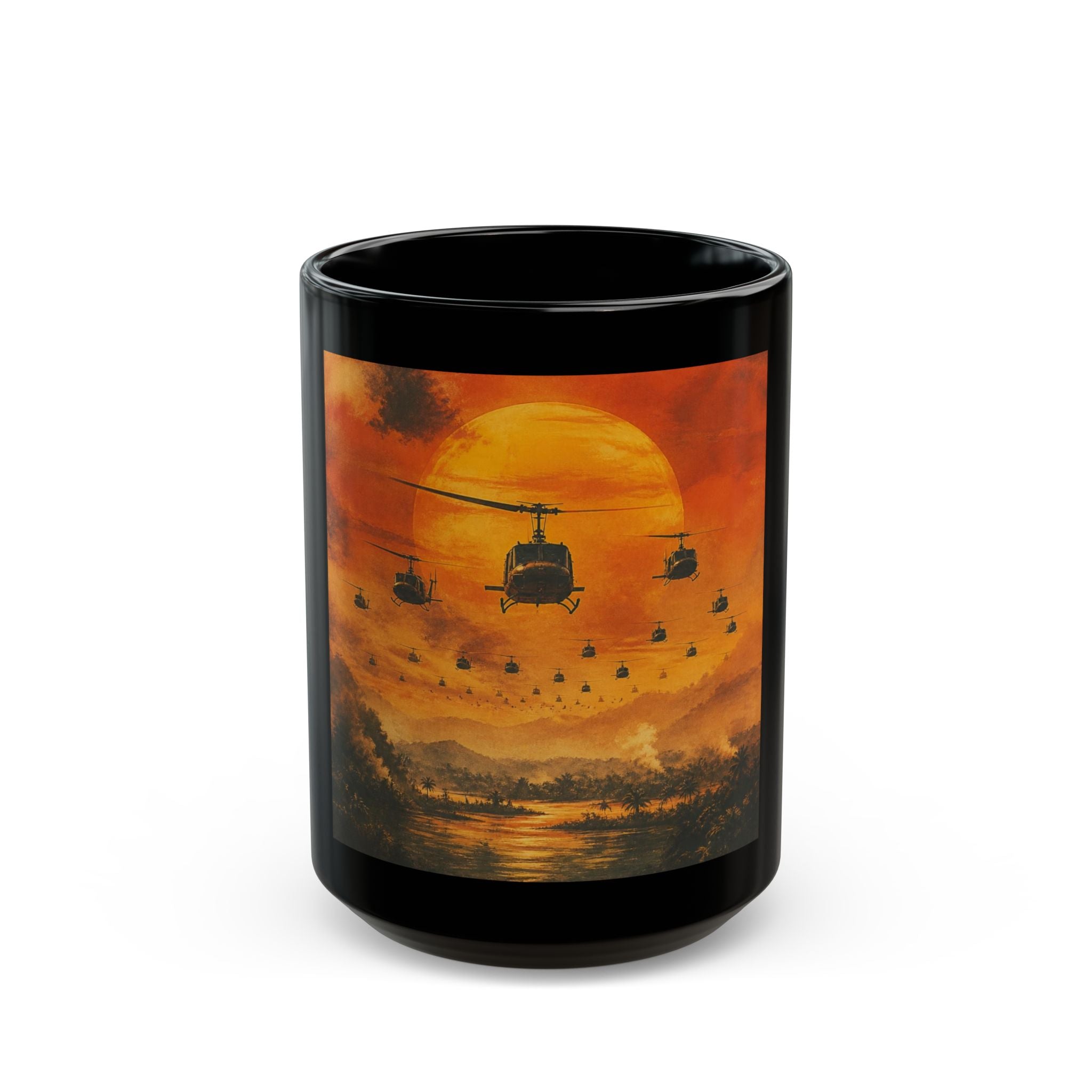 Vietnam War Helicopter Sunset Mug — Military Aviation Coffee Cup