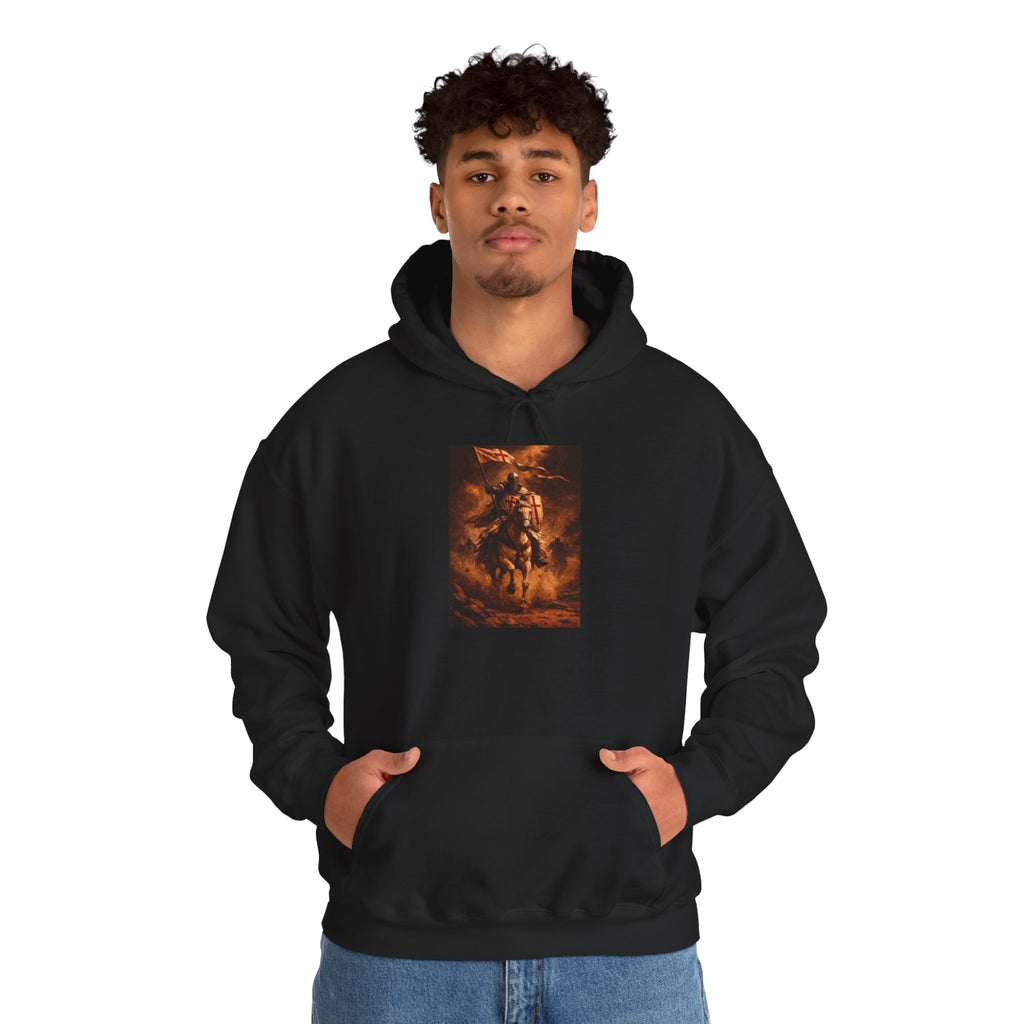 Mythic Rider Hoodie — Fiery Horseman  Templar Religious Graphic Sweatshirt