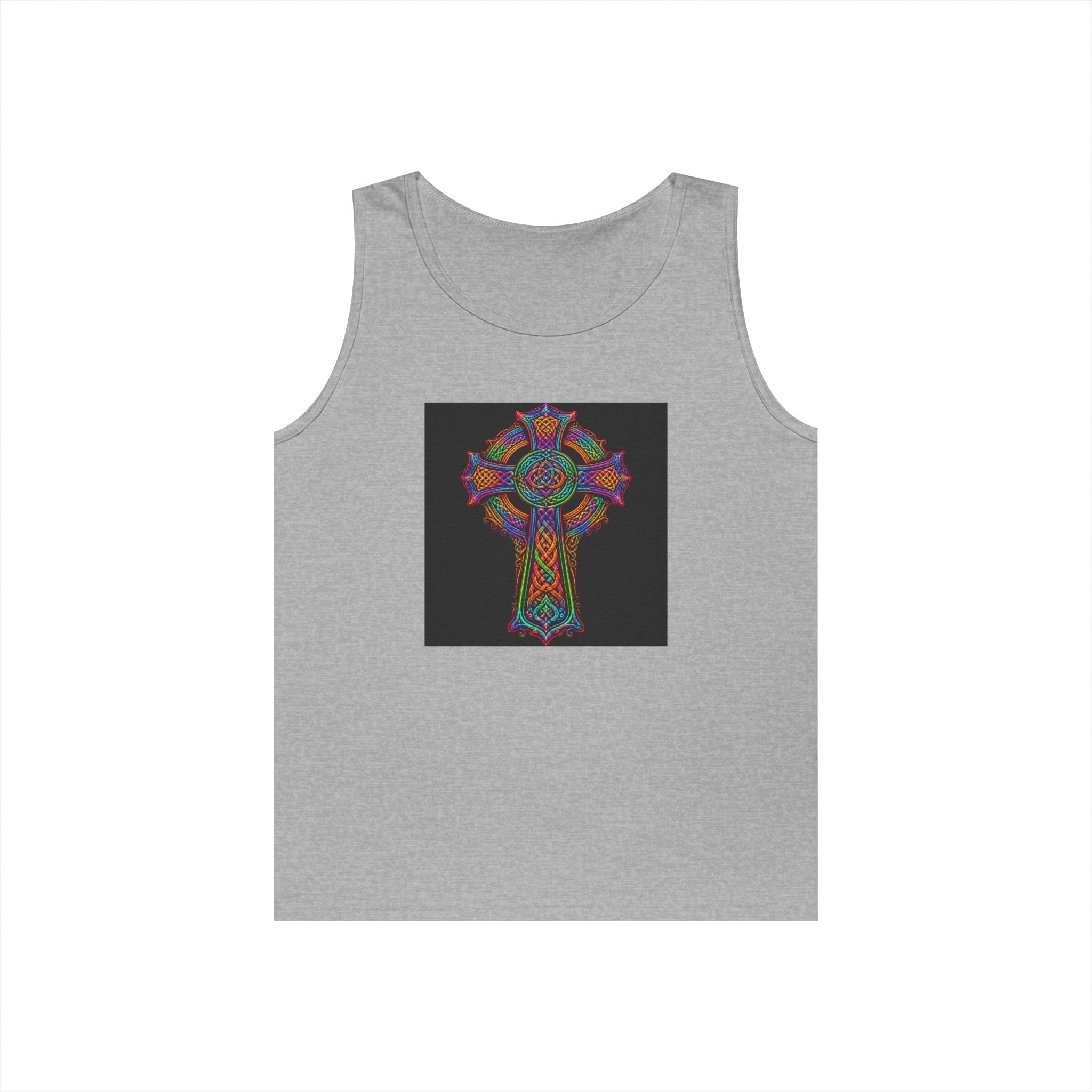 Celtic Cross Tank Top — Colorful Stained-Glass Style Religious Graphic