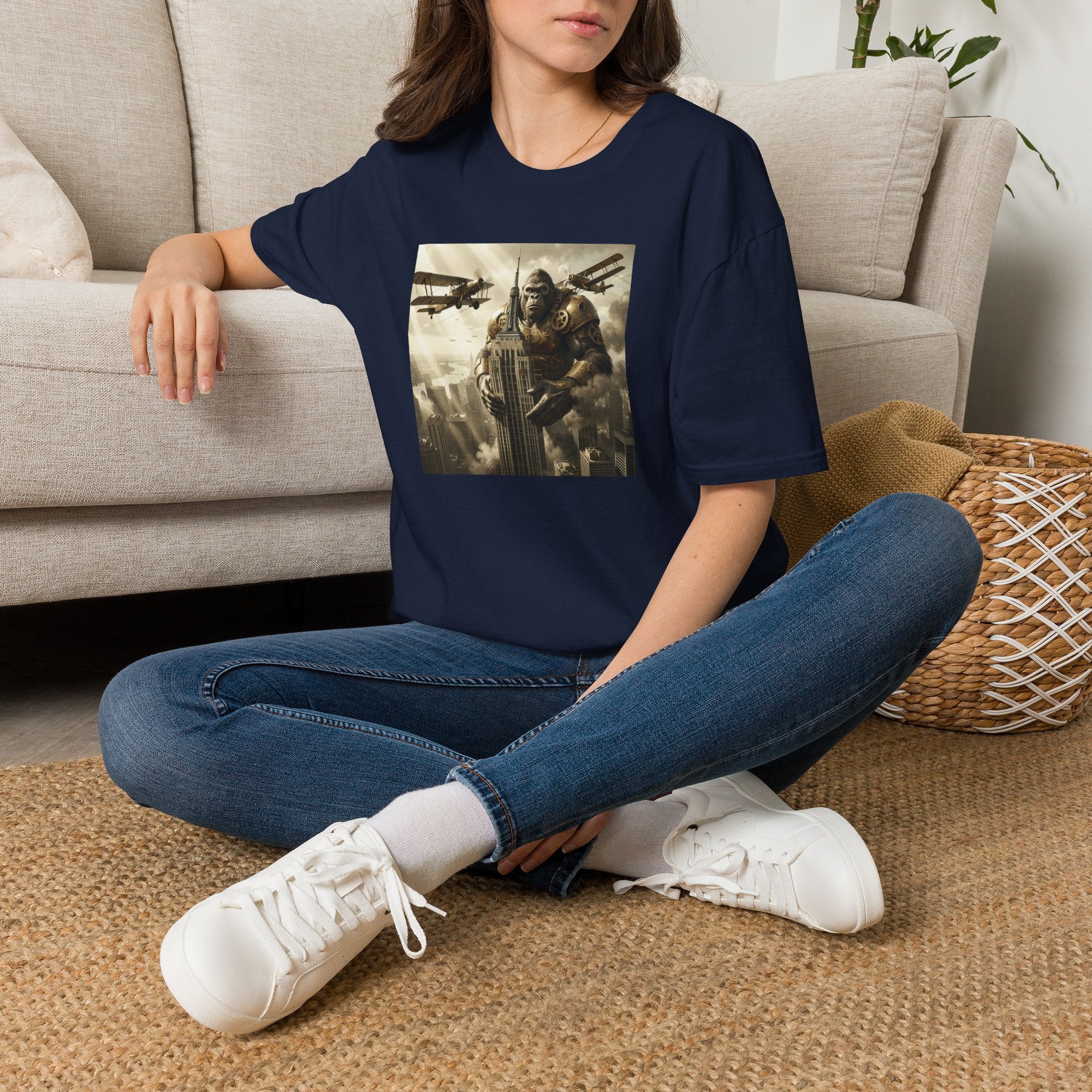 King Kong Cityscape T-Shirt — Vintage Ape vs Biplanes Graphic Tee