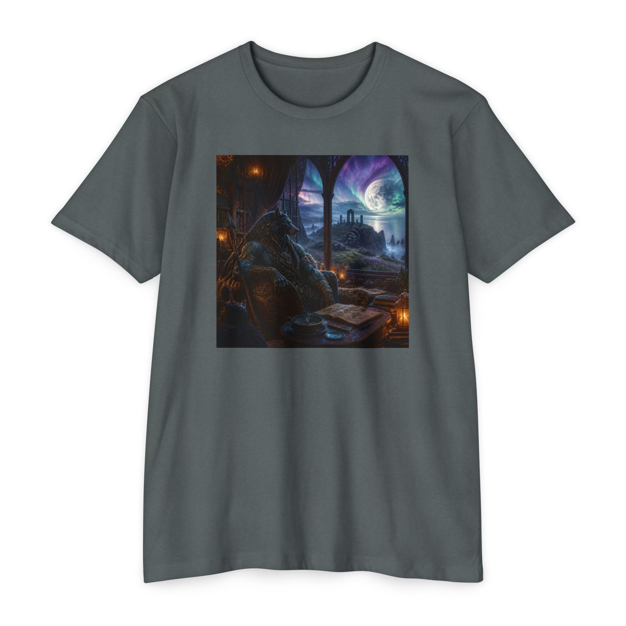 Fantasy Mage Scene T‑Shirt — Celtic Mystical Wizardry Night Graphic Tee