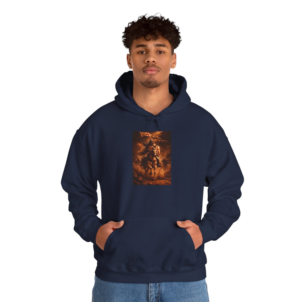 Mythic Rider Hoodie — Fiery Horseman  Templar Religious Graphic Sweatshirt