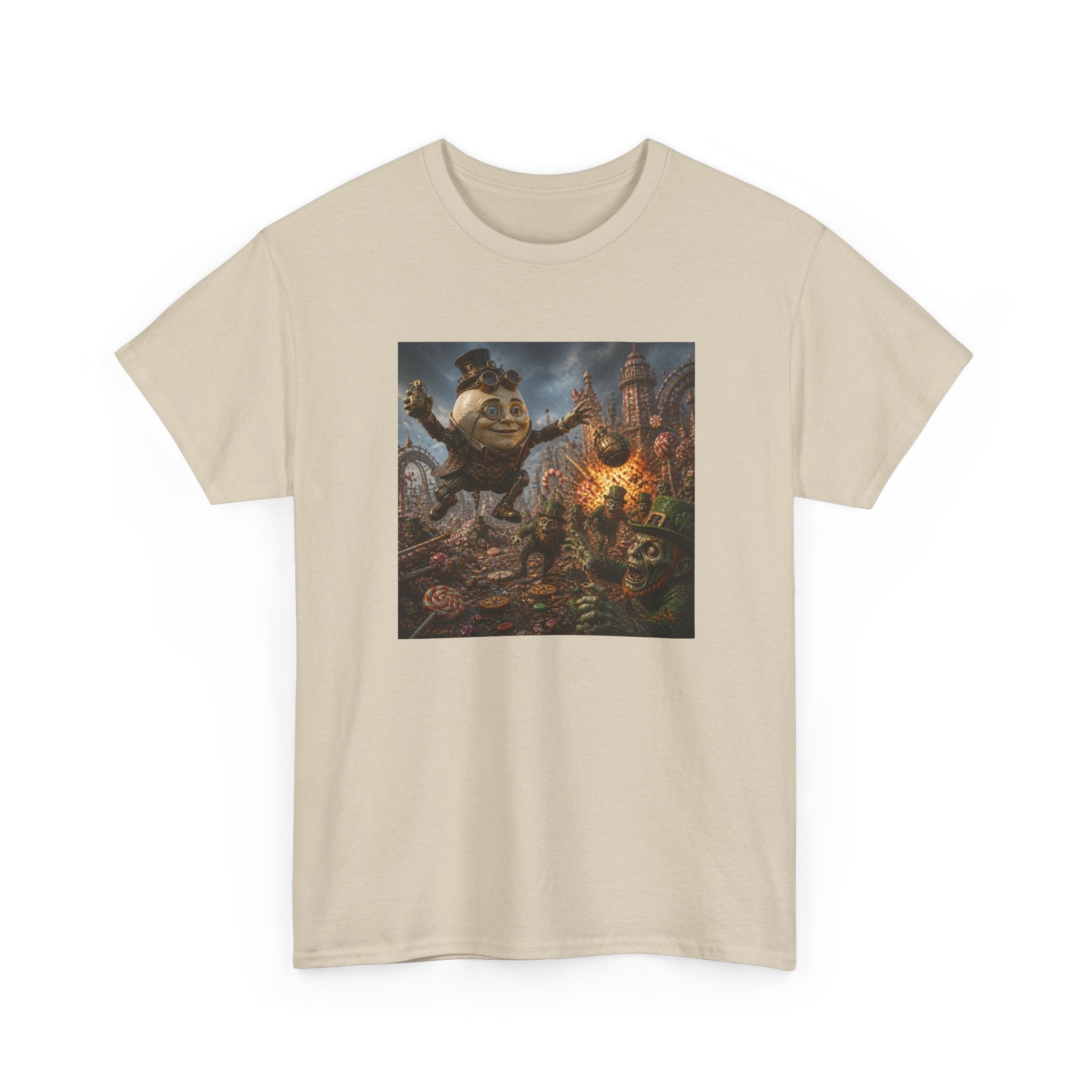 Fantasy Monster Battle Steampunk Humpty T-Shirt — Epic RPG Creature Art Tee