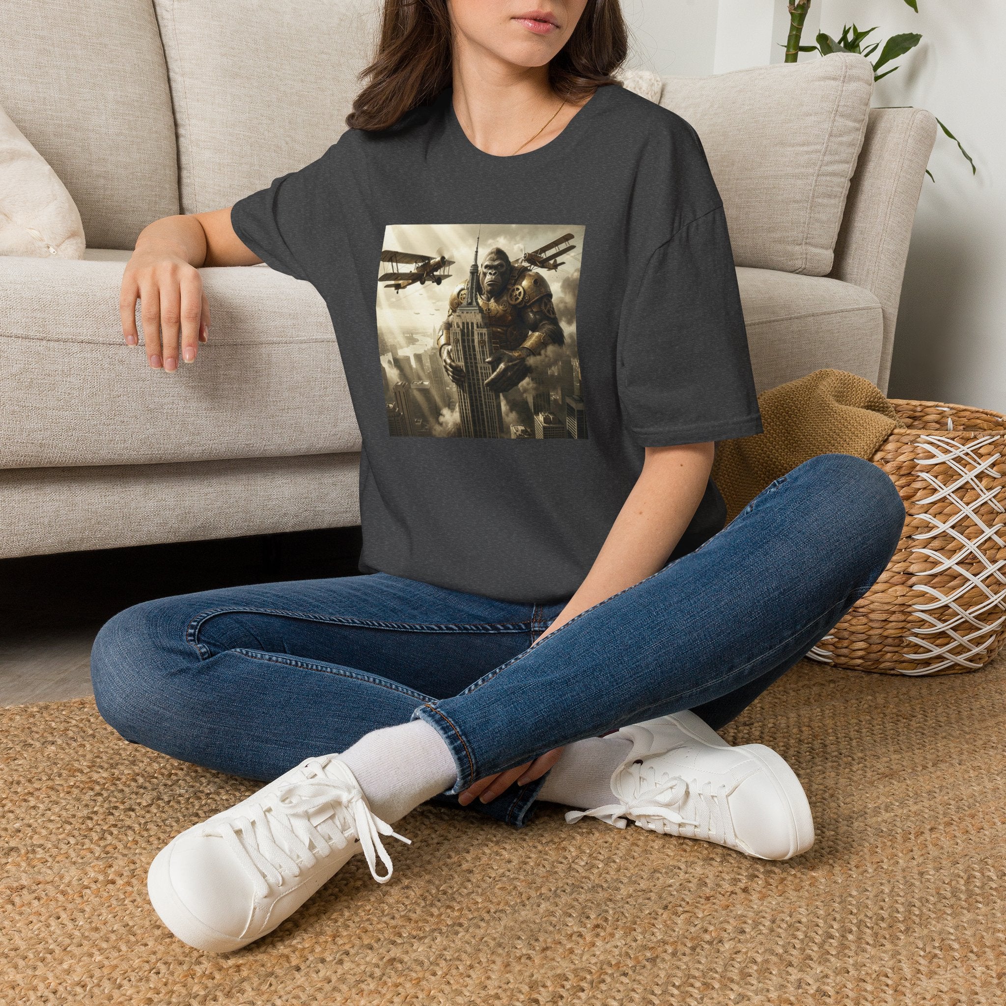 King Kong Cityscape T-Shirt — Vintage Ape vs Biplanes Graphic Tee