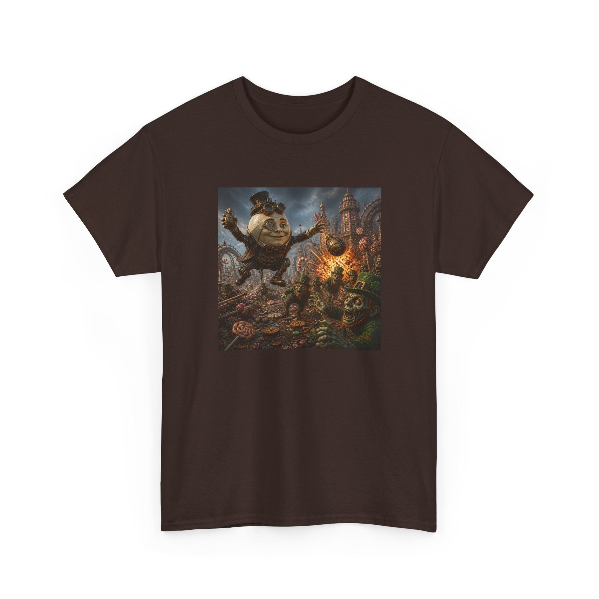 Fantasy Monster Battle Steampunk Humpty T-Shirt — Epic RPG Creature Art Tee