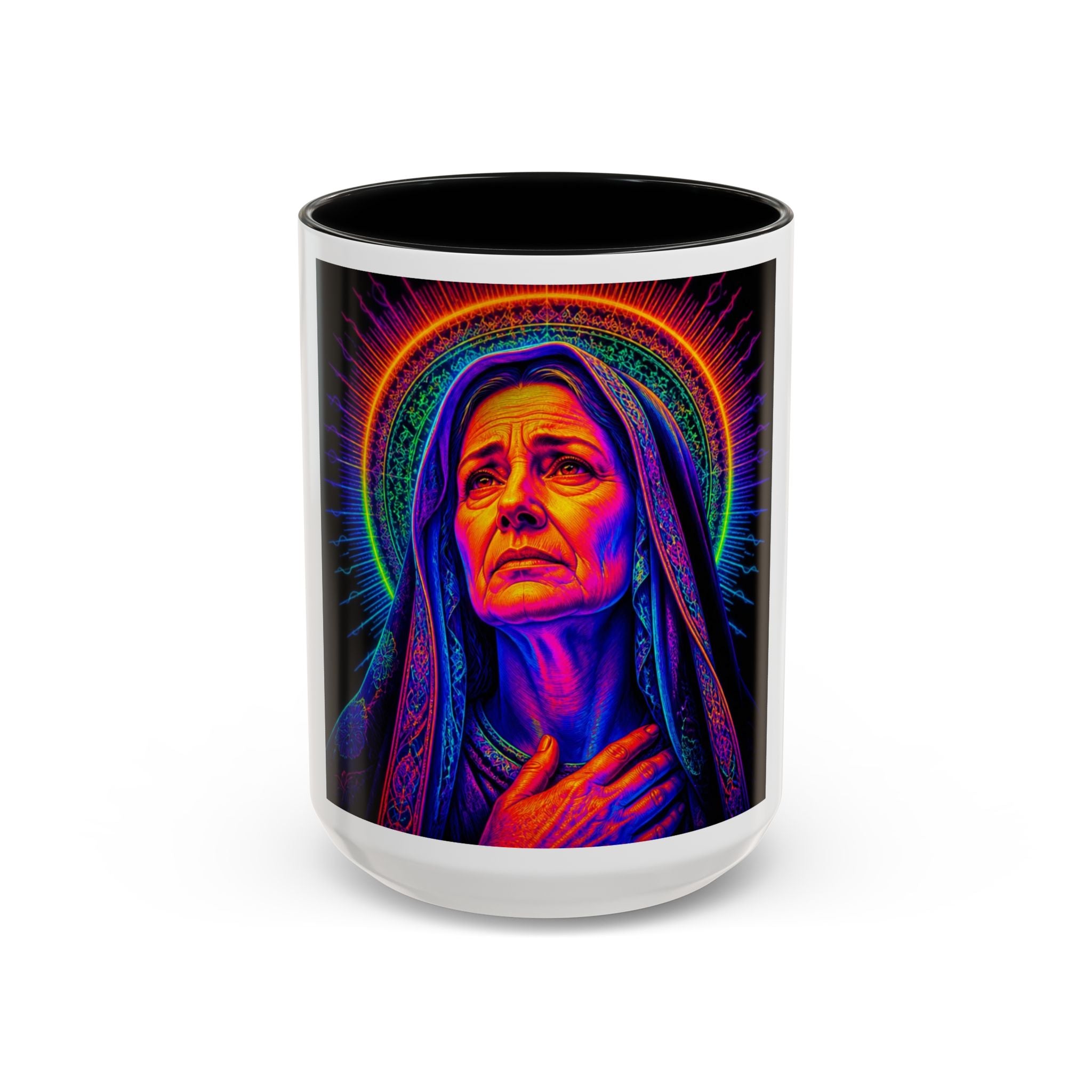 Neon Madonna Accent Coffee Mug - Vibrant Religious Art 11/15oz