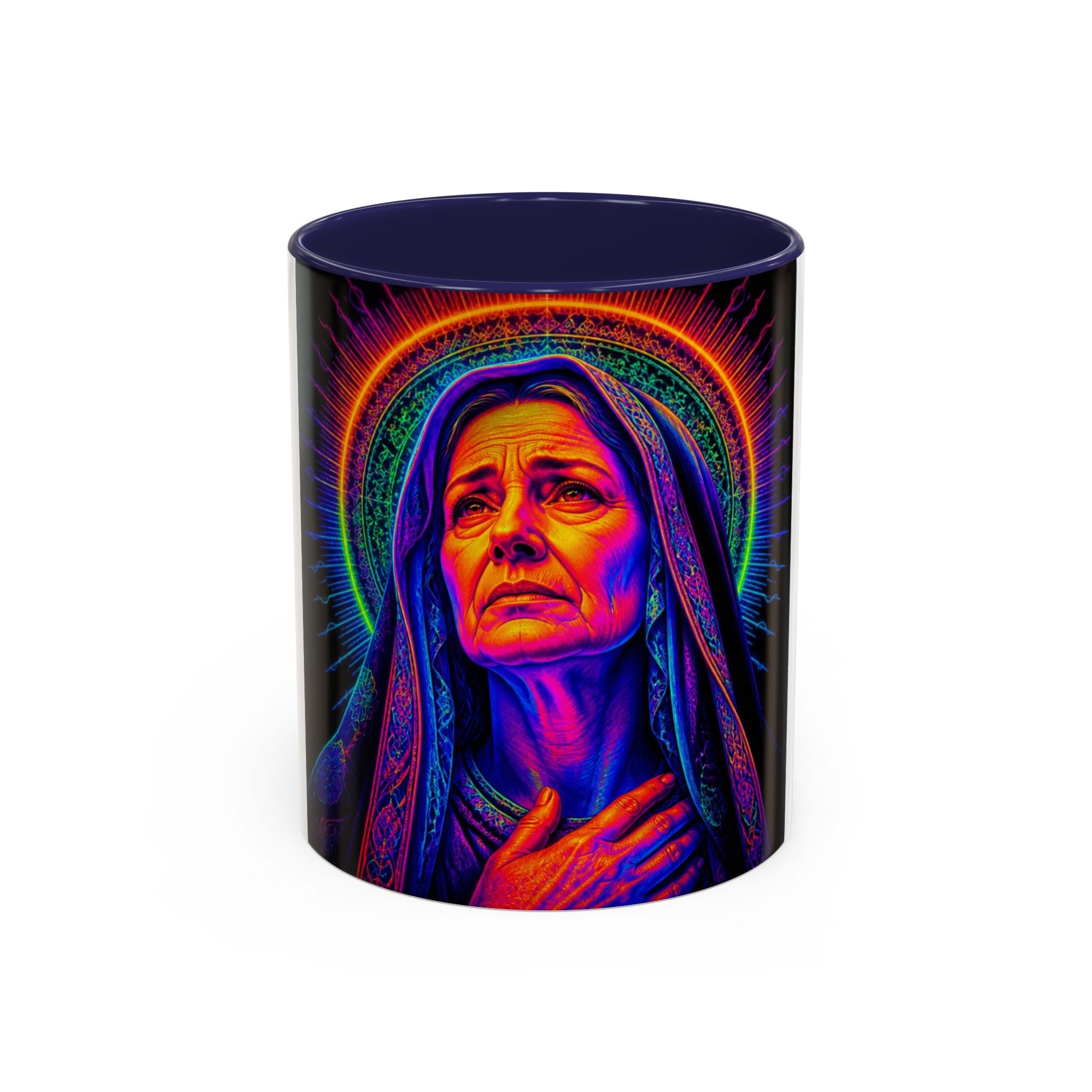 Neon Madonna Accent Coffee Mug - Vibrant Religious Art 11/15oz