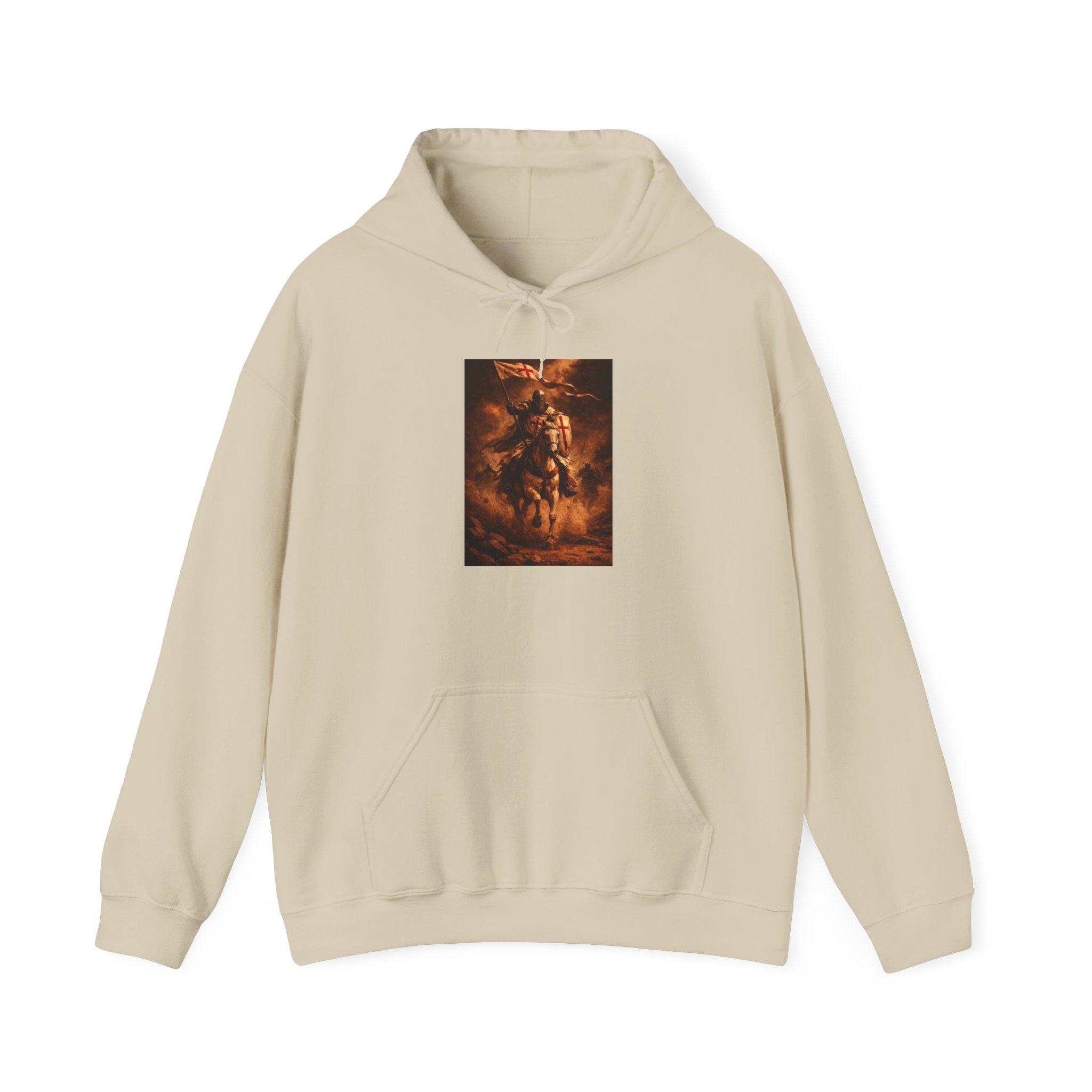 Mythic Rider Hoodie — Fiery Horseman  Templar Religious Graphic Sweatshirt