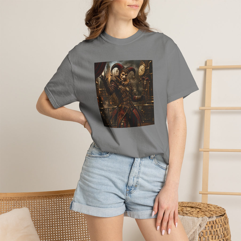 Steampunk Dark Carnival Jester Illustration Graphic T-Shirt