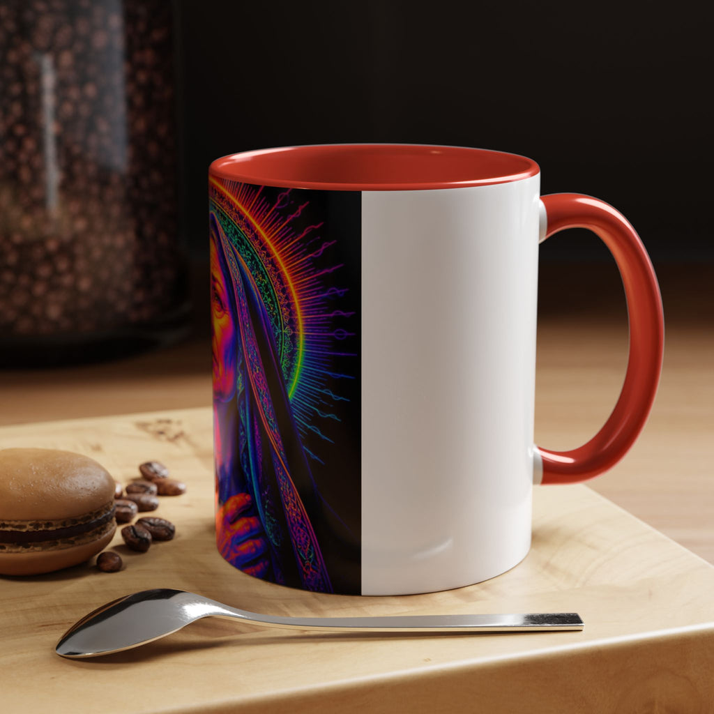 Neon Madonna Accent Coffee Mug - Vibrant Religious Art 11/15oz