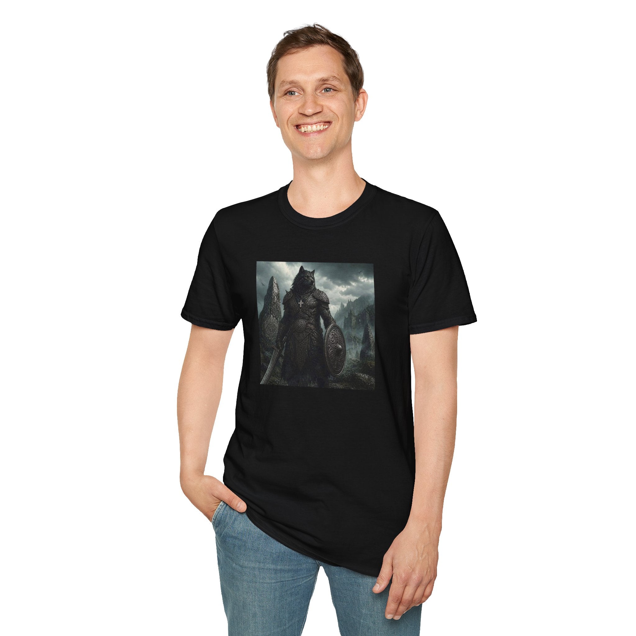 Celtic Wolf Warrior T-Shirt — Dark Fantasy Viking Wolf Knight Graphic Tee