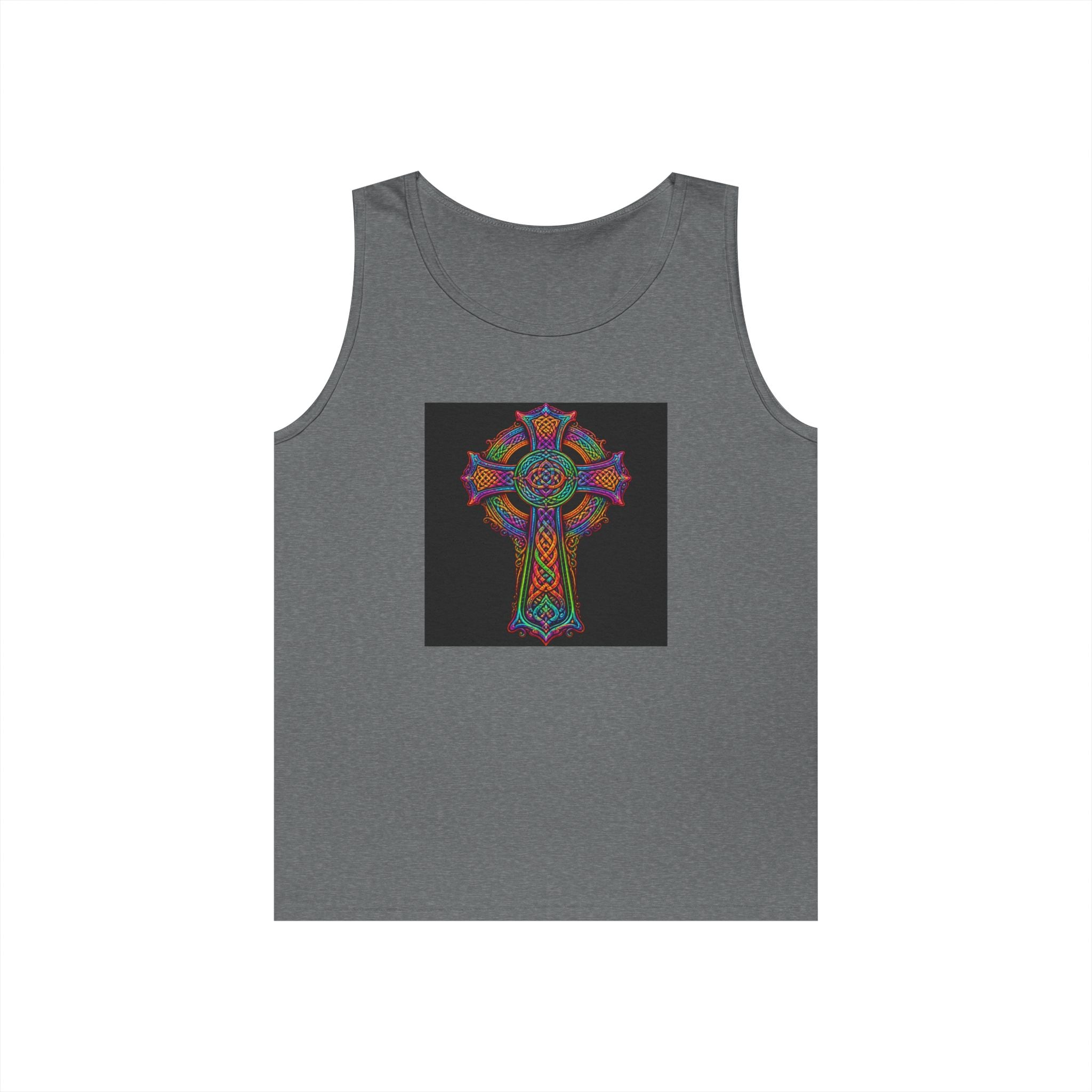 Celtic Cross Tank Top — Colorful Stained-Glass Style Religious Graphic