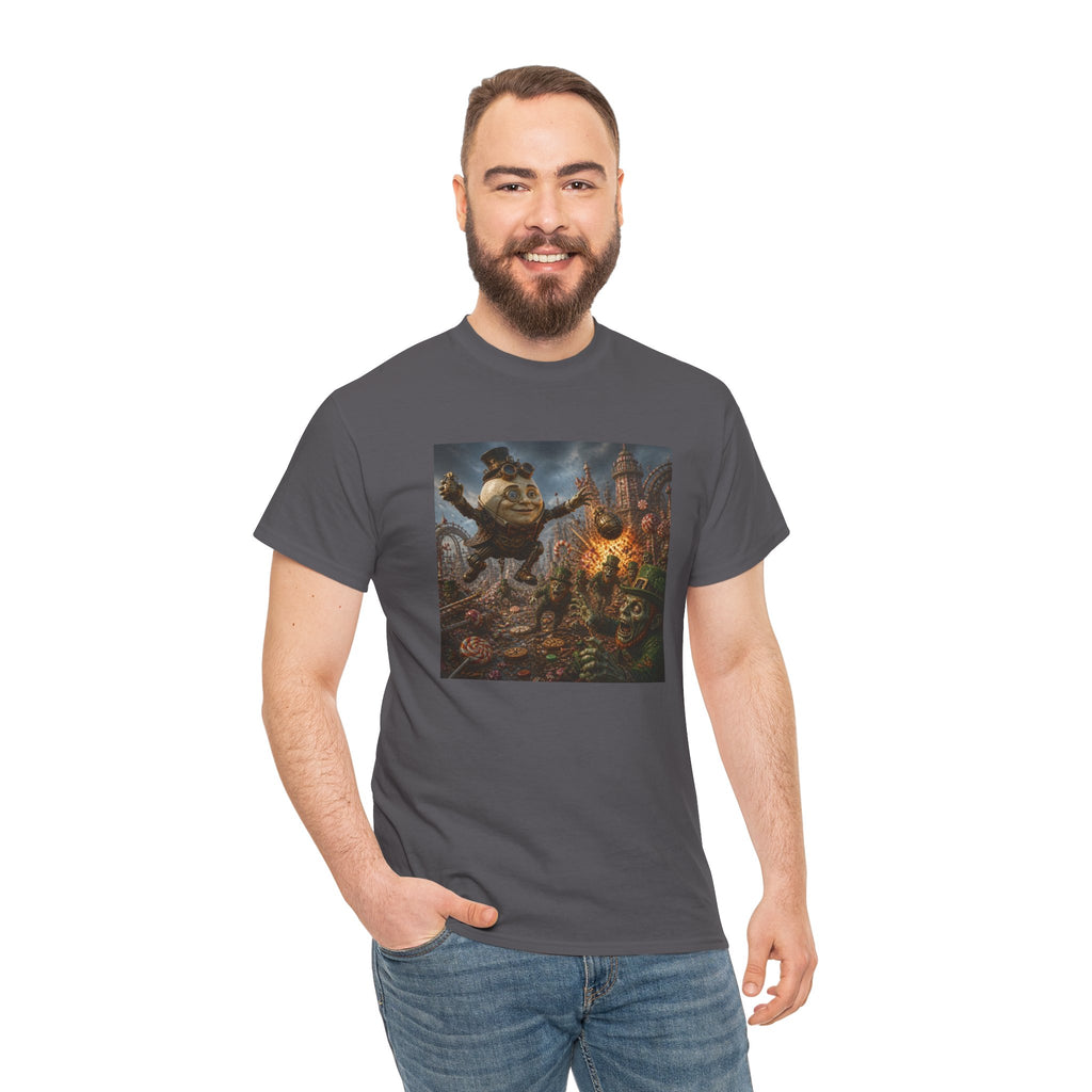 Fantasy Monster Battle Steampunk Humpty T-Shirt — Epic RPG Creature Art Tee