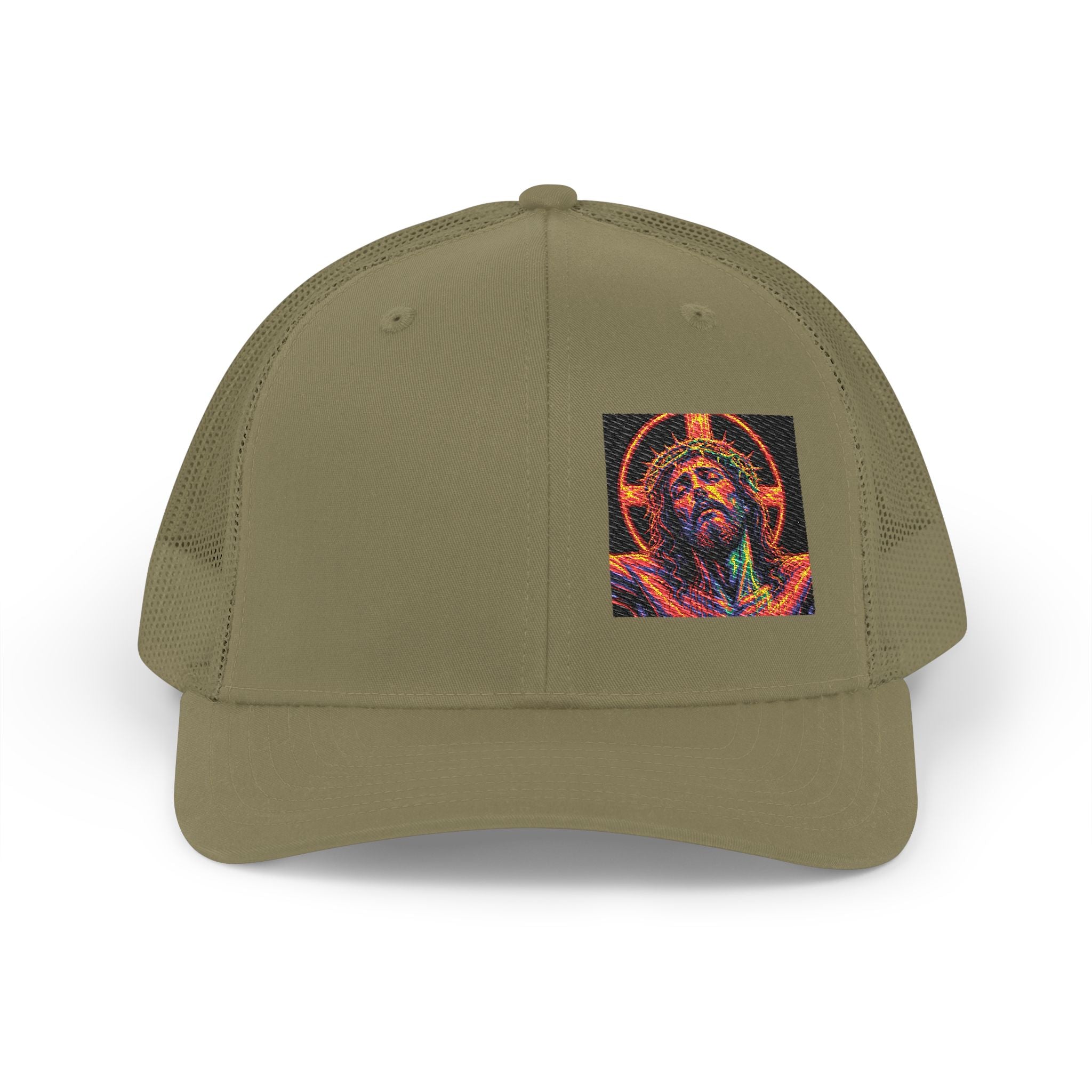 Trucker Cap — Vibrant Neon Jesus Patch Snapback