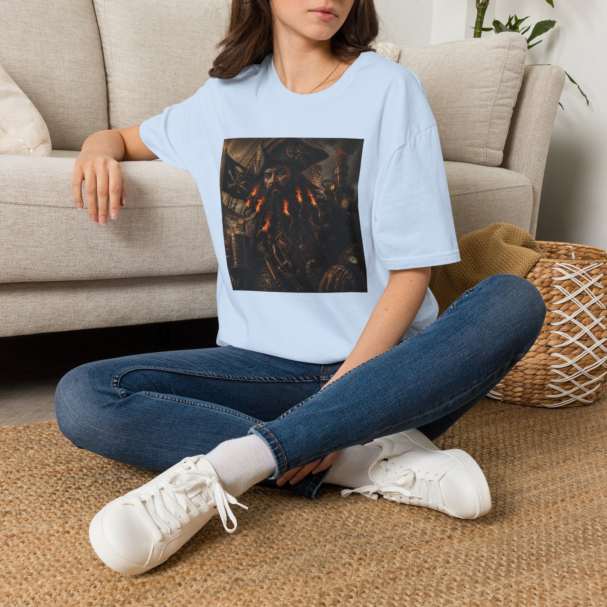 Steampunk Pirate Captain Graphic Tee — Blackbeard-Inspired Nautical Vintage T-Shirt