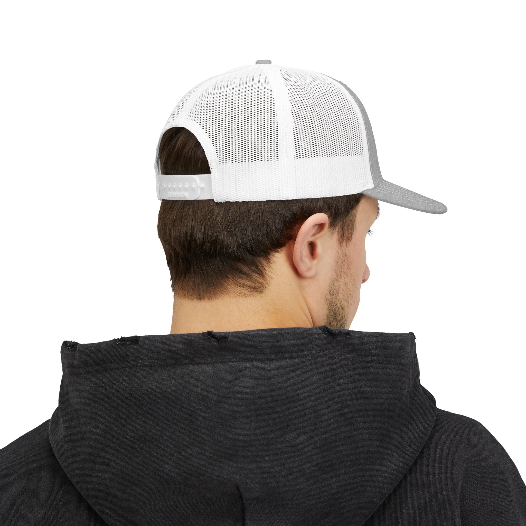 Religious Trucker Cap — Mosaic Sacred Heart Patch Snapback