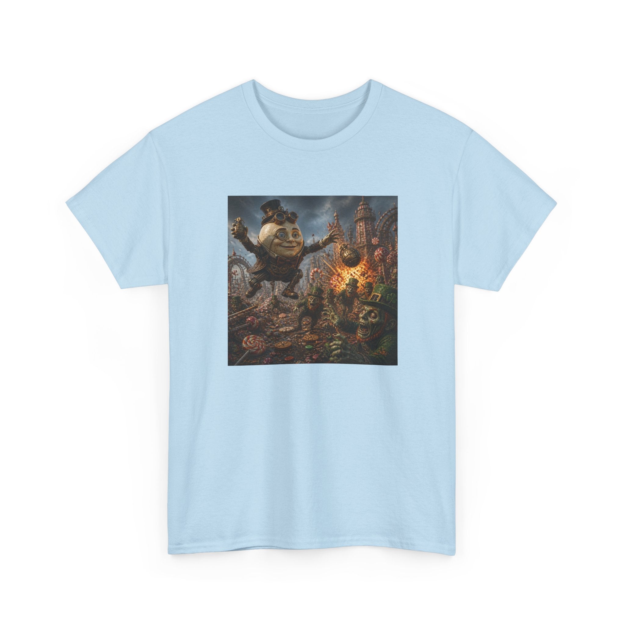 Fantasy Monster Battle Steampunk Humpty T-Shirt — Epic RPG Creature Art Tee