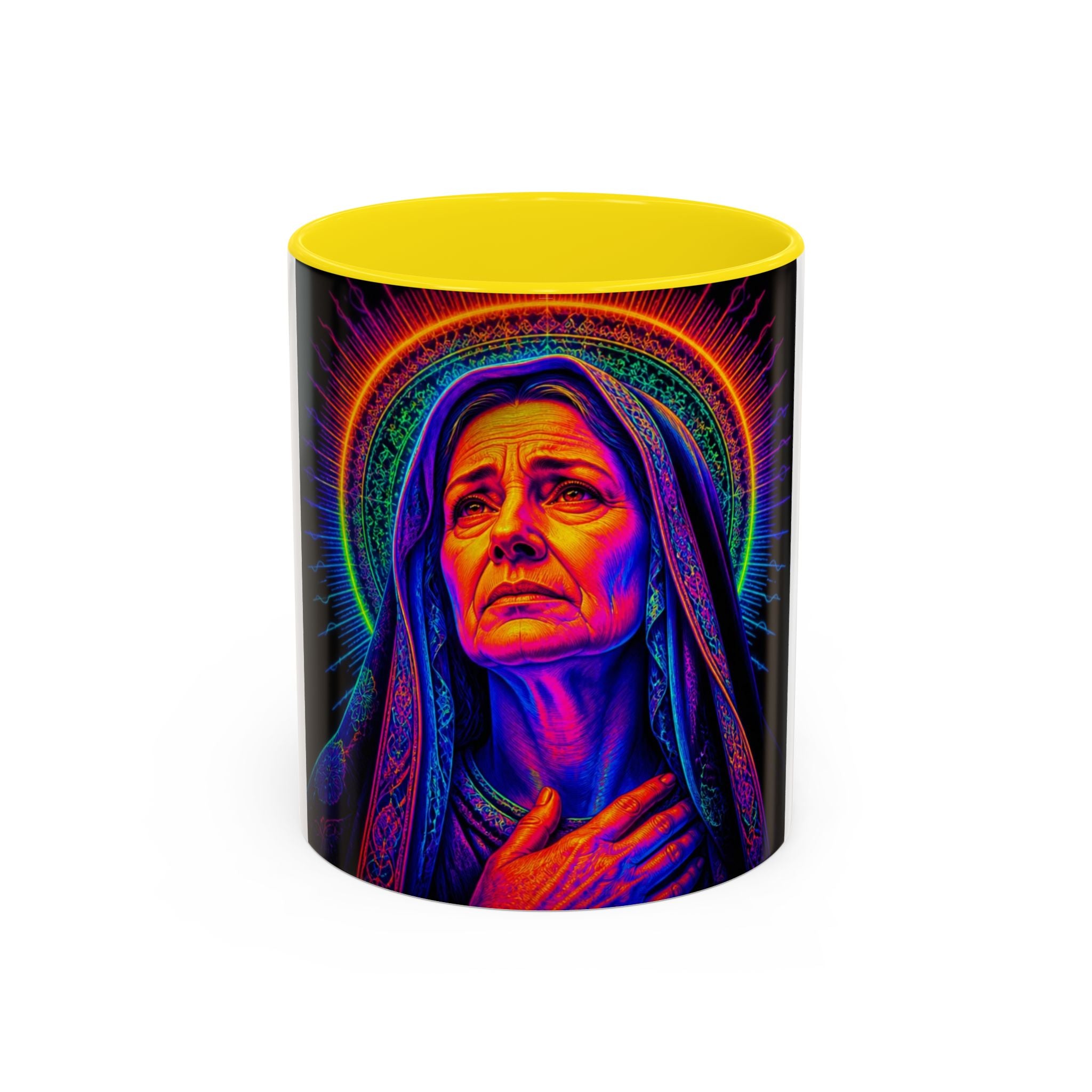Neon Madonna Accent Coffee Mug - Vibrant Religious Art 11/15oz