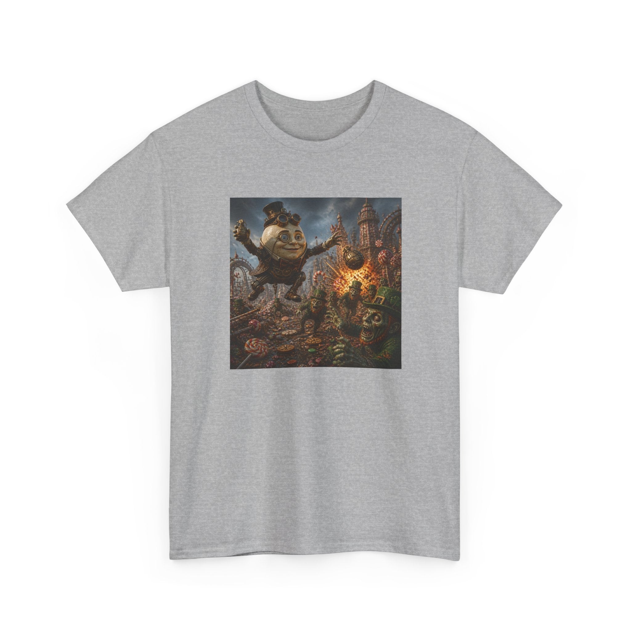 Fantasy Monster Battle Steampunk Humpty T-Shirt — Epic RPG Creature Art Tee