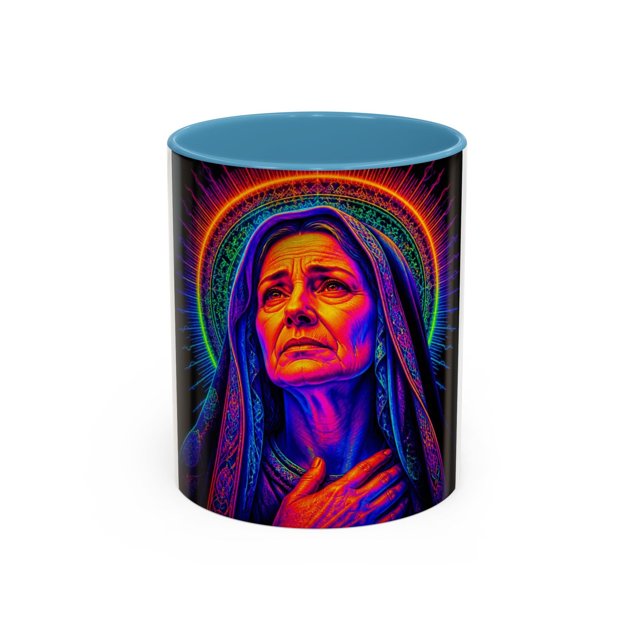 Neon Madonna Accent Coffee Mug - Vibrant Religious Art 11/15oz