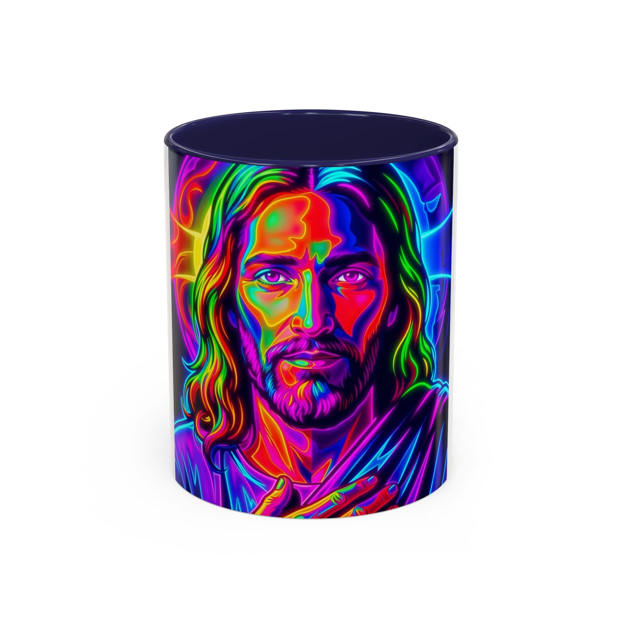 Neon Jesus Accent Coffee Mug – Vibrant Spiritual Art 11oz/15oz