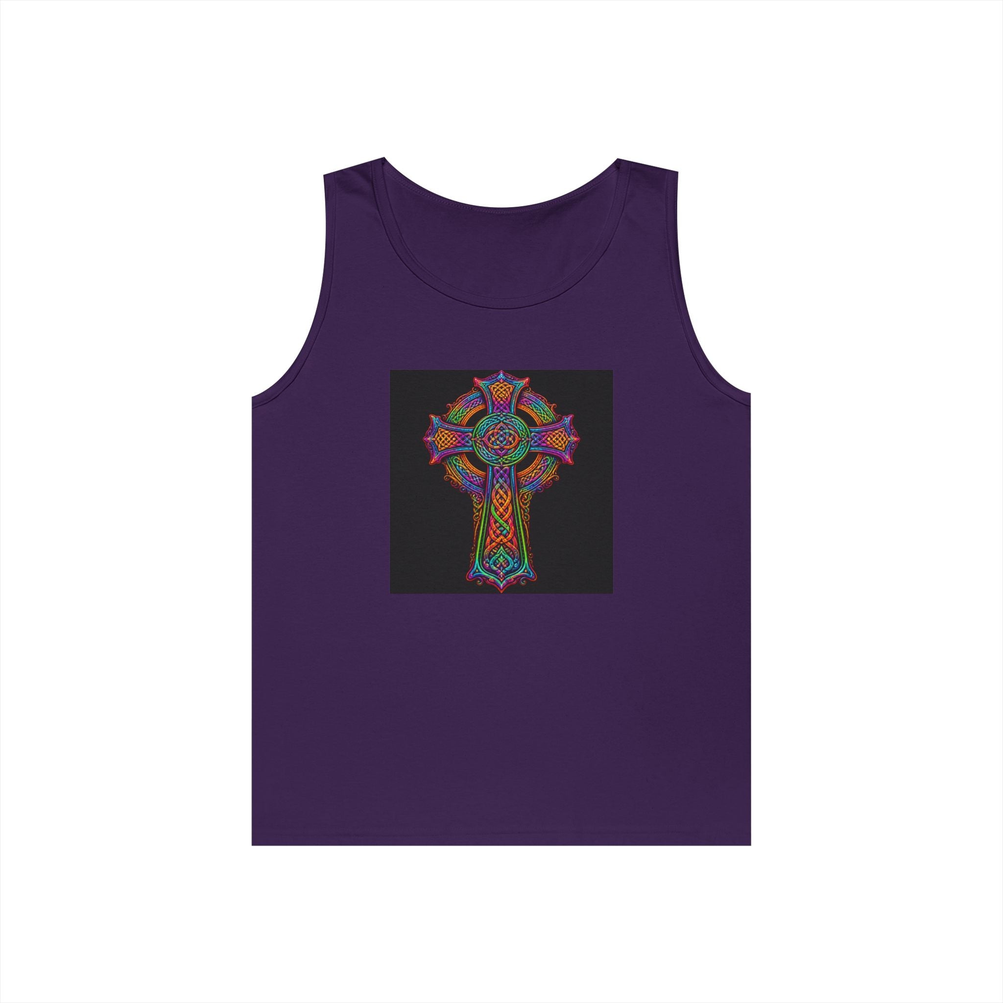 Celtic Cross Tank Top — Colorful Stained-Glass Style Religious Graphic