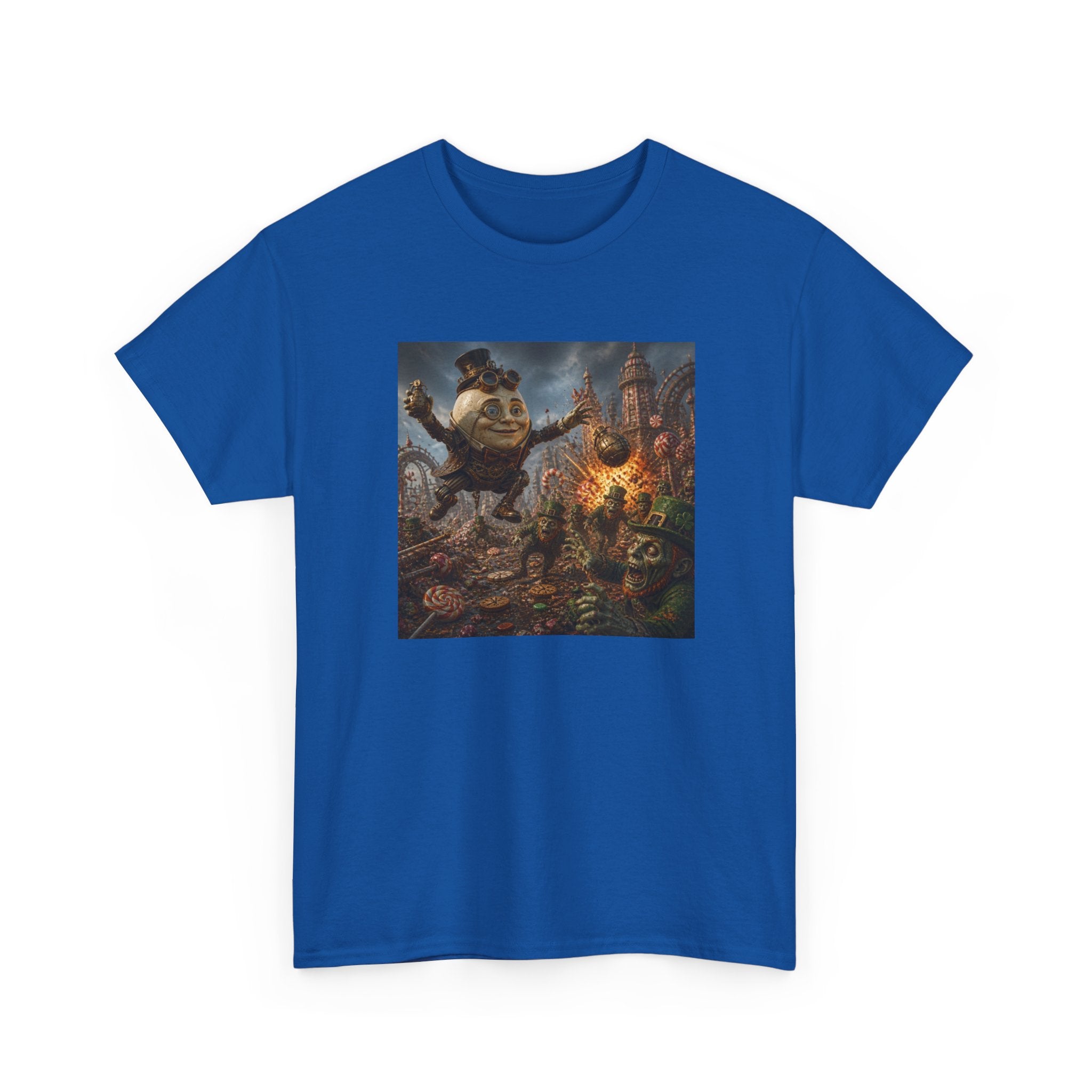 Fantasy Monster Battle Steampunk Humpty T-Shirt — Epic RPG Creature Art Tee