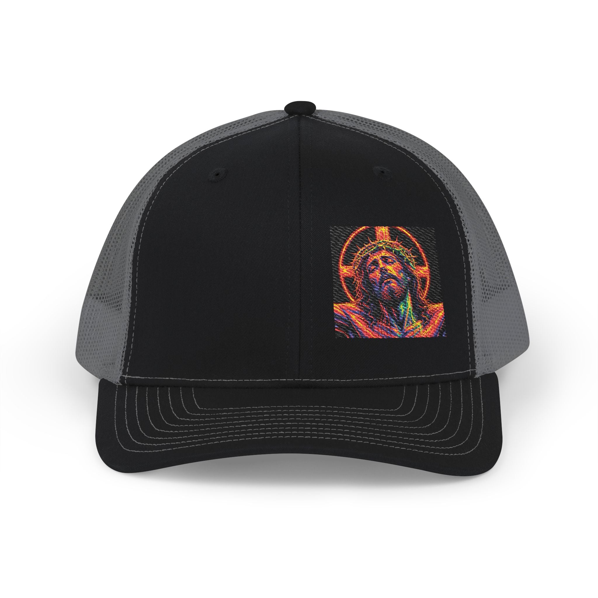 Trucker Cap — Vibrant Neon Jesus Patch Snapback