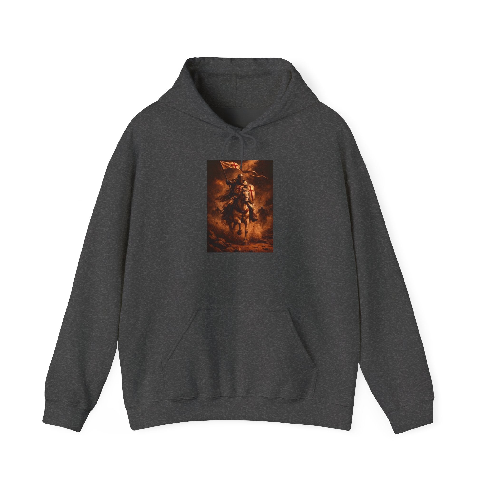 Mythic Rider Hoodie — Fiery Horseman  Templar Religious Graphic Sweatshirt