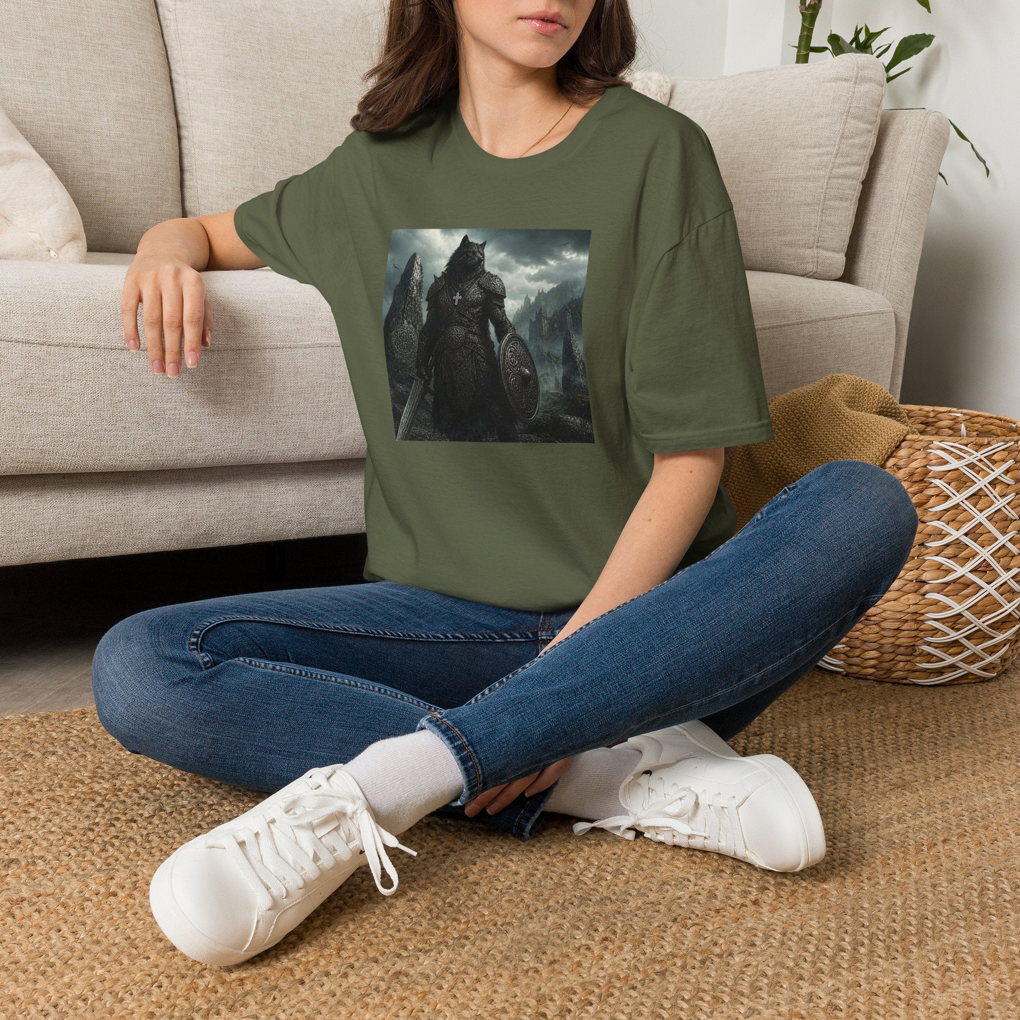Celtic Wolf Warrior T-Shirt — Dark Fantasy Viking Wolf Knight Graphic Tee