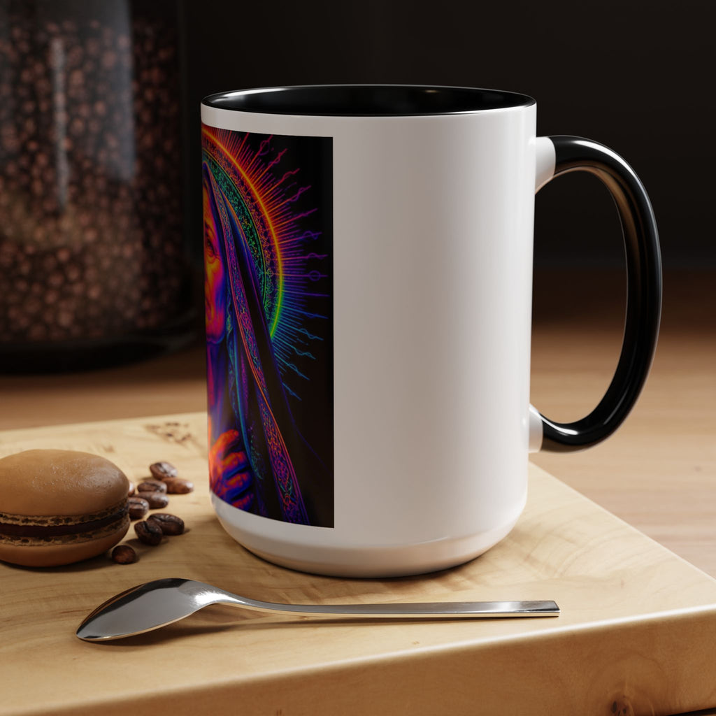 Neon Madonna Accent Coffee Mug - Vibrant Religious Art 11/15oz