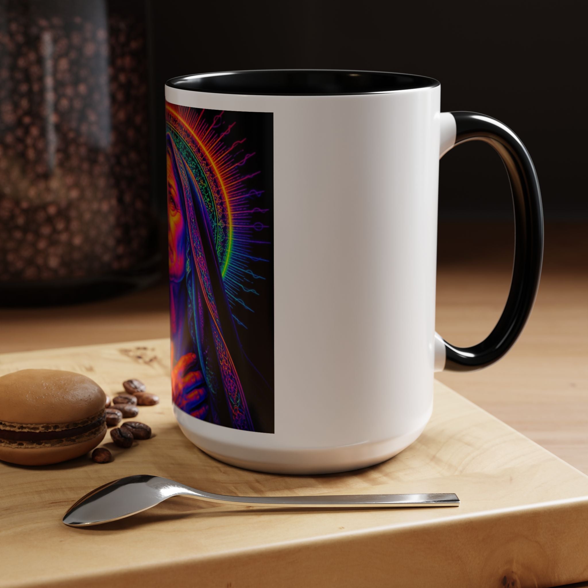 Neon Madonna Accent Coffee Mug - Vibrant Religious Art 11/15oz